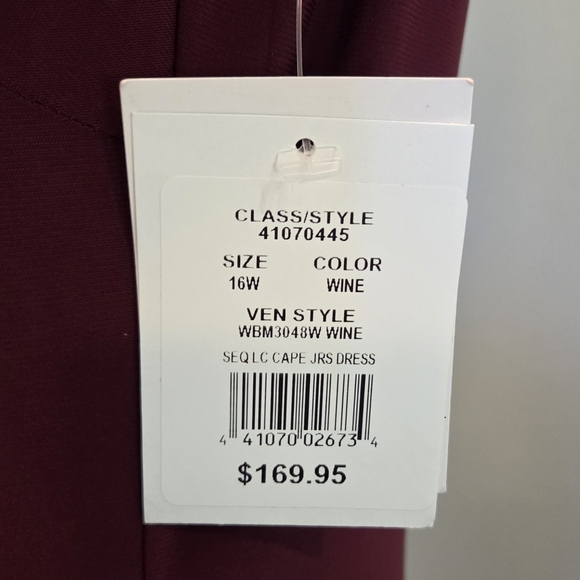 Oleg Cassini Jersey Evening Gown With Sequin Overlay Cape Size 16W New W/tags - Picture 2 of 16